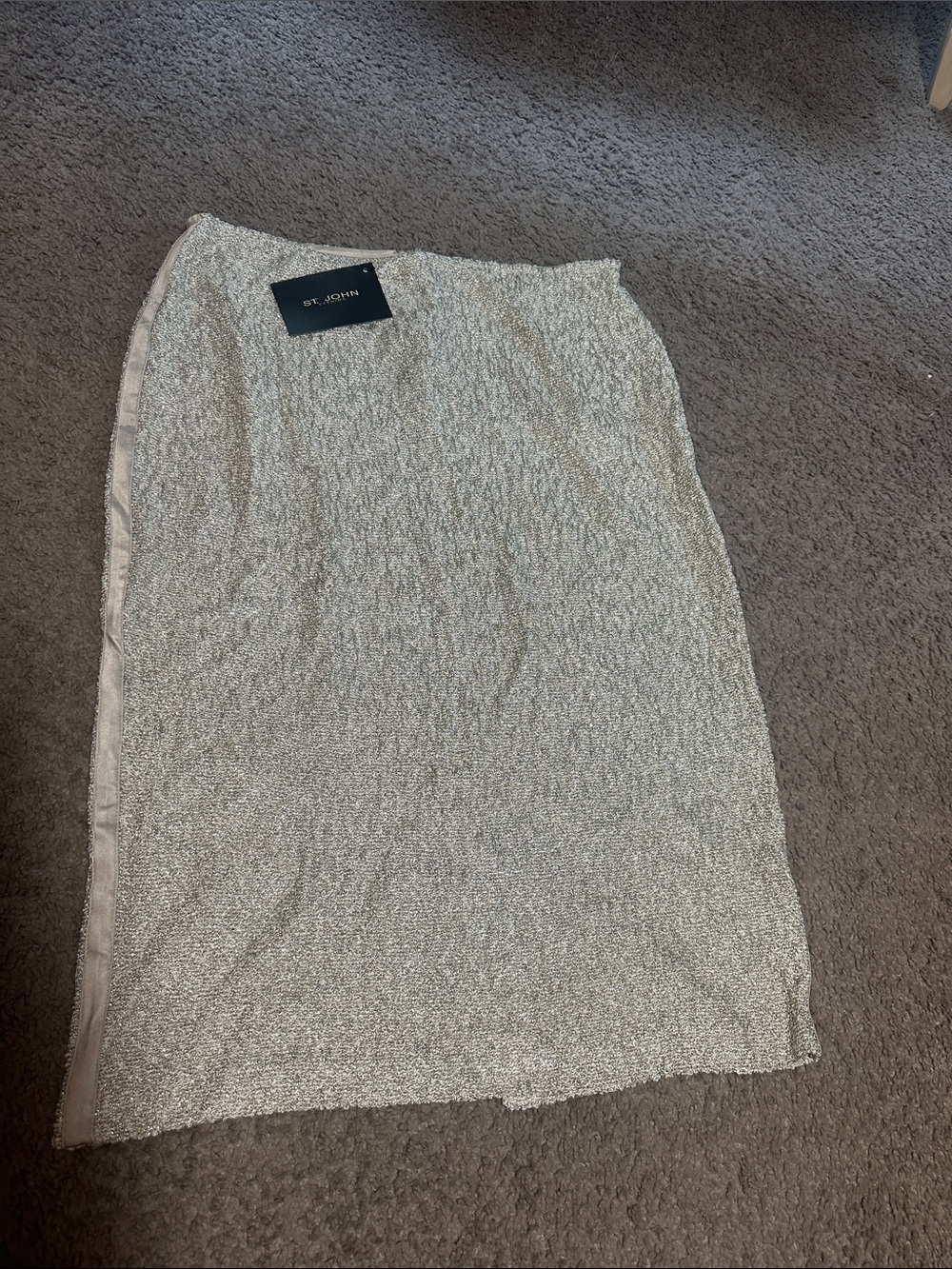 St. John Cream Bouclé Pencil Skirt
